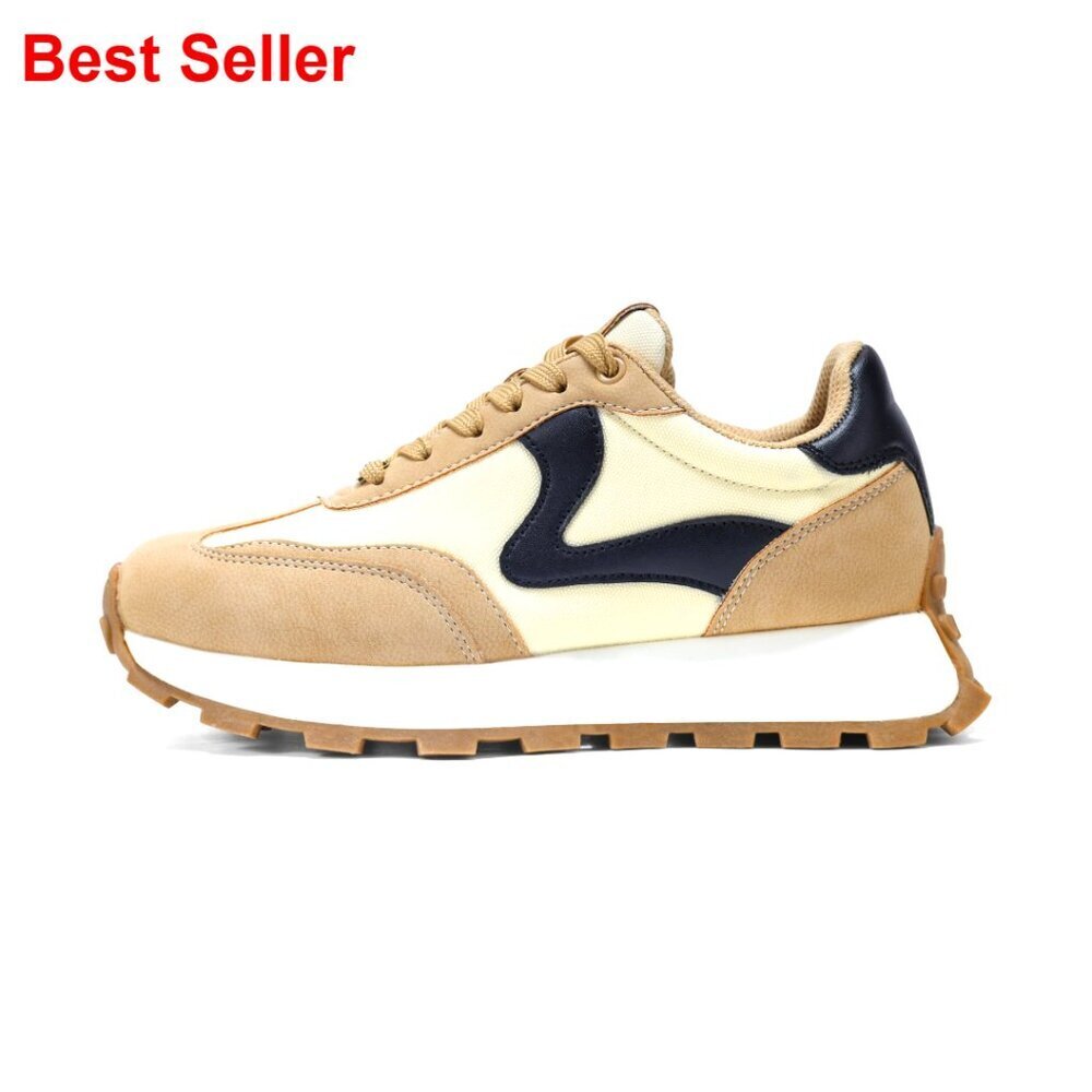 Platform Retro Sneakers Anti-Slip Lace-up Walking Shoes
